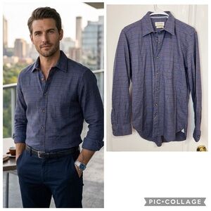 Borgo 28 Men's Blue Plaid long sleeves Shirt size S